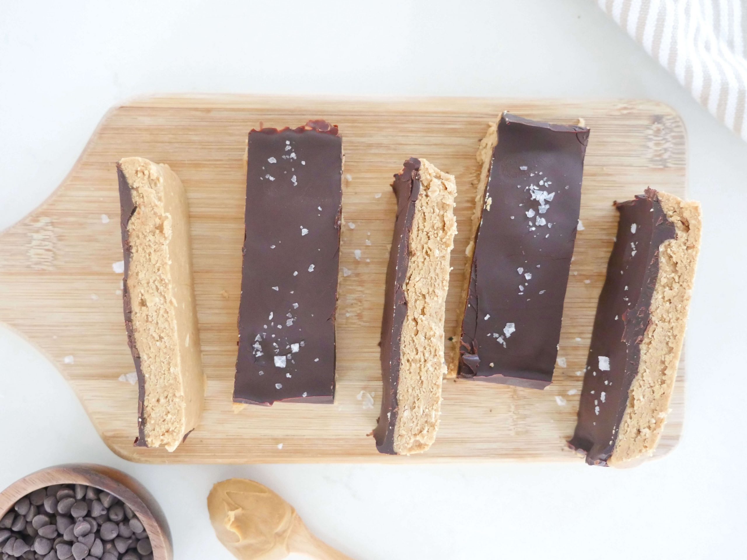 Lifestyle shot of No-Bake Chocolate Peanut Butter Protein Bars
